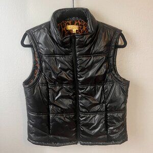 Vera Wang Princess Black Zip Up Puffer Vest Womens Size Large